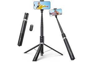 Lamicall 65" Phone Tripod, Selfie Stick - [Tap-to-Open] Selfie Stick with Remote & Cold Shoe, Extendable Phone Stand, Travel 