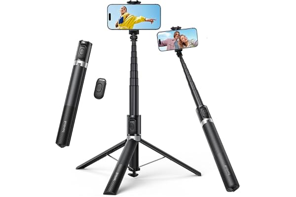 Lamicall 65" Phone Tripod, Selfie Stick - [Tap-to-Open] Aluminum Selfie Stick with Remote & Cold Shoe, Extendable Phone Stand