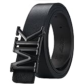 maikun Mens Dress Leather Belt, 1.3'' Width Casual Black Belt for Men