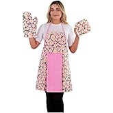 OceanSSH Floral Kitchen Apron and Oven Mitt Set-(4 pieces); Multicolor Waterproof Apron - Oven Mitt - Pot Holder - Hand Towel