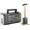 MARBERO 118Wh Portable Power Station with Telescopic Camping Lights for Camping Hiking 32000mAh 160W Max Power Bank with AC Outlet USB DC Output Solar Generator with Telecoping Camping Light Emergency