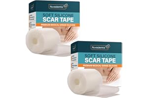 NUVADERMIS Clear Silicone Scar Tape for Surgical Scars - 120" x 1.5" Rolls - Section, Tummy Tuck, Keloid, and Surgical Scars - Reusable Medical Grade Silicone Scar Tape - Pack of 2