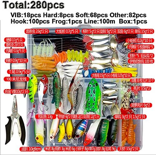 Judith Houston Fishing Lures Set 33/56/104/106/109/122/142/166/280Pcs Hooks Pilers Lure Kits With Box Fishing Accessories