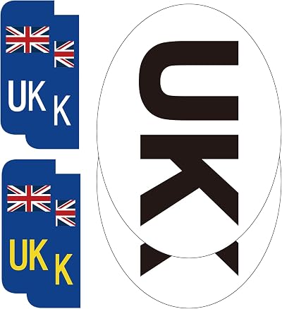 BeeWay UK Car Stickers for Europe 2x UK Oval 4x Number Plate Gloss Laminate