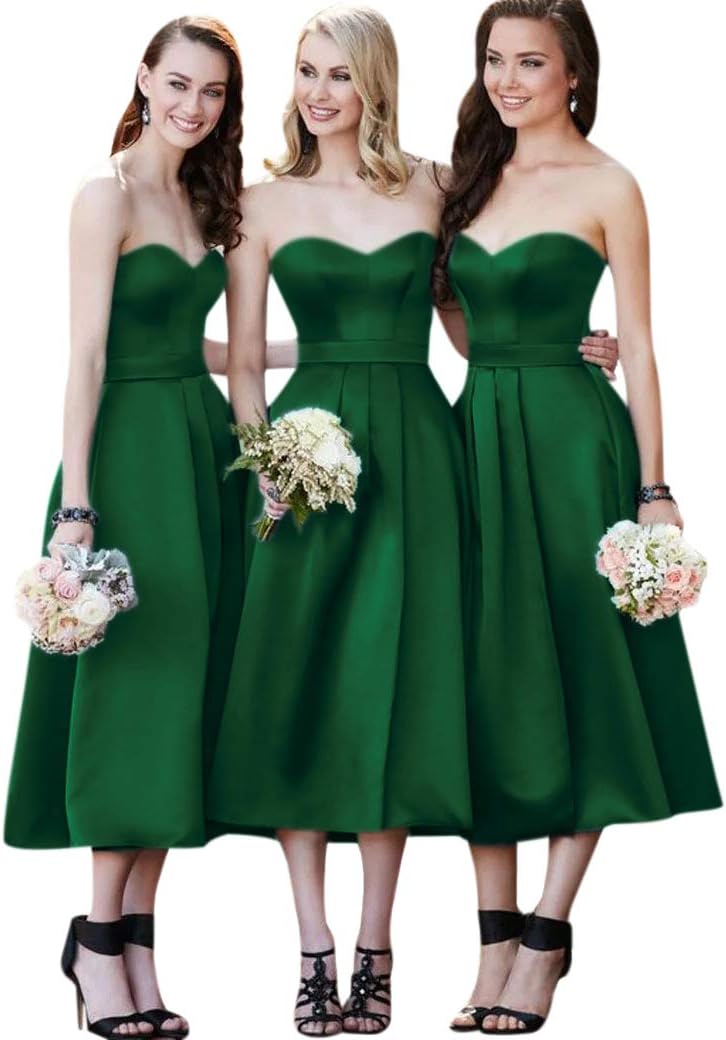 LeoGirl - Vestido de Dama de Honor para Mujer, satén, Longitud de té