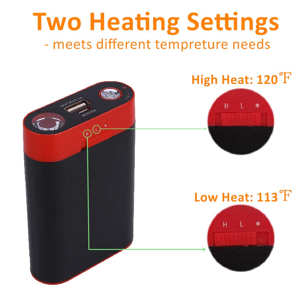 Alfway Rechargeable Electric Hand Warmer with 7800mAh USB Power Bank & Flashlight, Suitable for Chilly Outdoor Activities, Cold Weather, Snowfield Sports, Men/Women/Kids/Elders (Black)