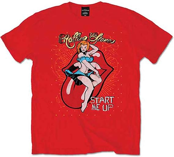 Amazon Rolling Stones ローリング ストーンズ Start Me Up Band Logo スタート ミー アップ バンド ロゴ レッド メンズ Tシャツ Tシャツ カットソー 通販