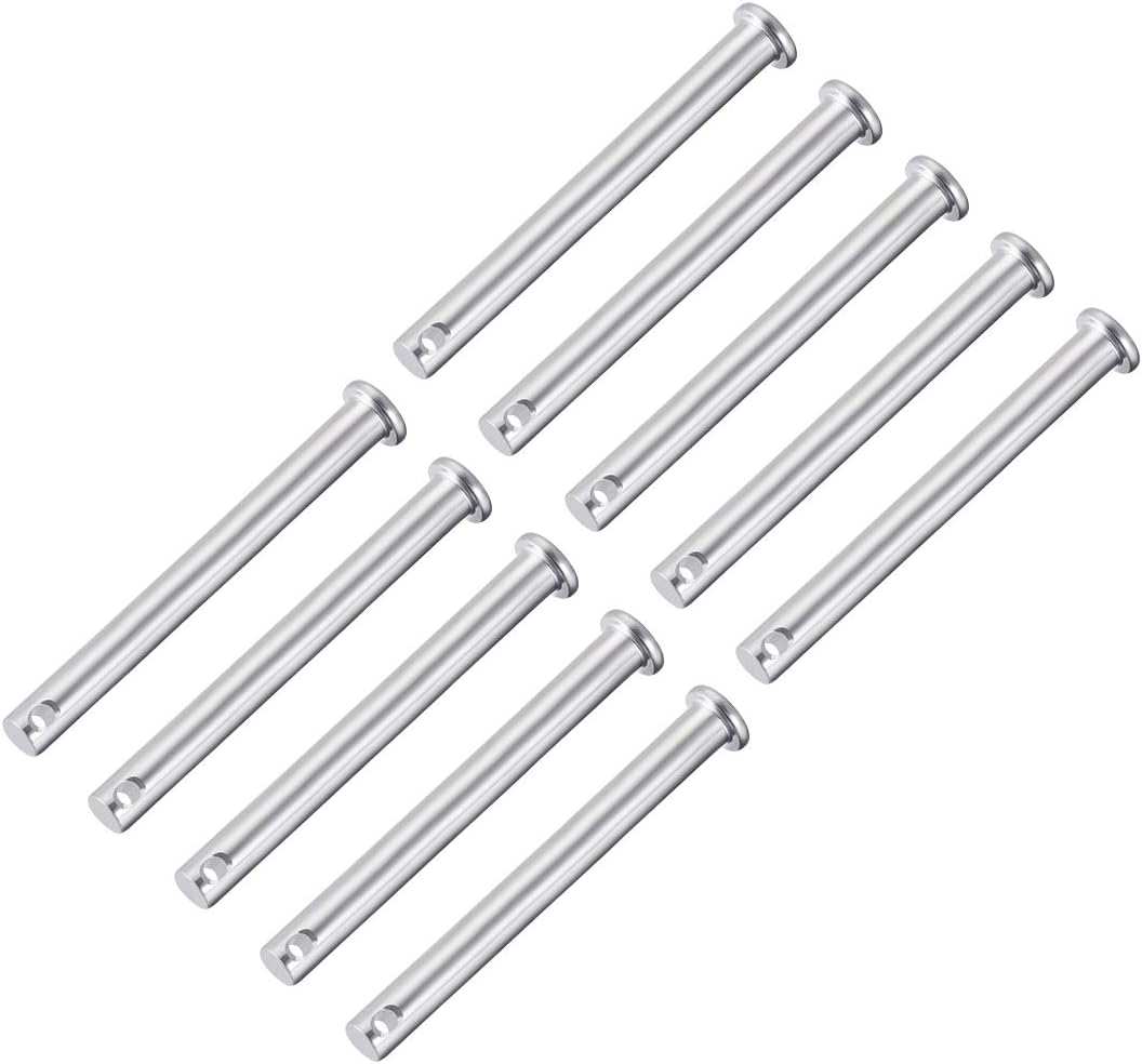 sourcing map Single Hole Clevis Pins,8mm x 80mm Flat Head Zinc-Plating Steel 10Pcs, Silver