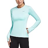 baleaf Thermal Shirts for Women Long Sleeve Fleece Tops Running Workout Cold Weather Gear Compression Zipper Pocket