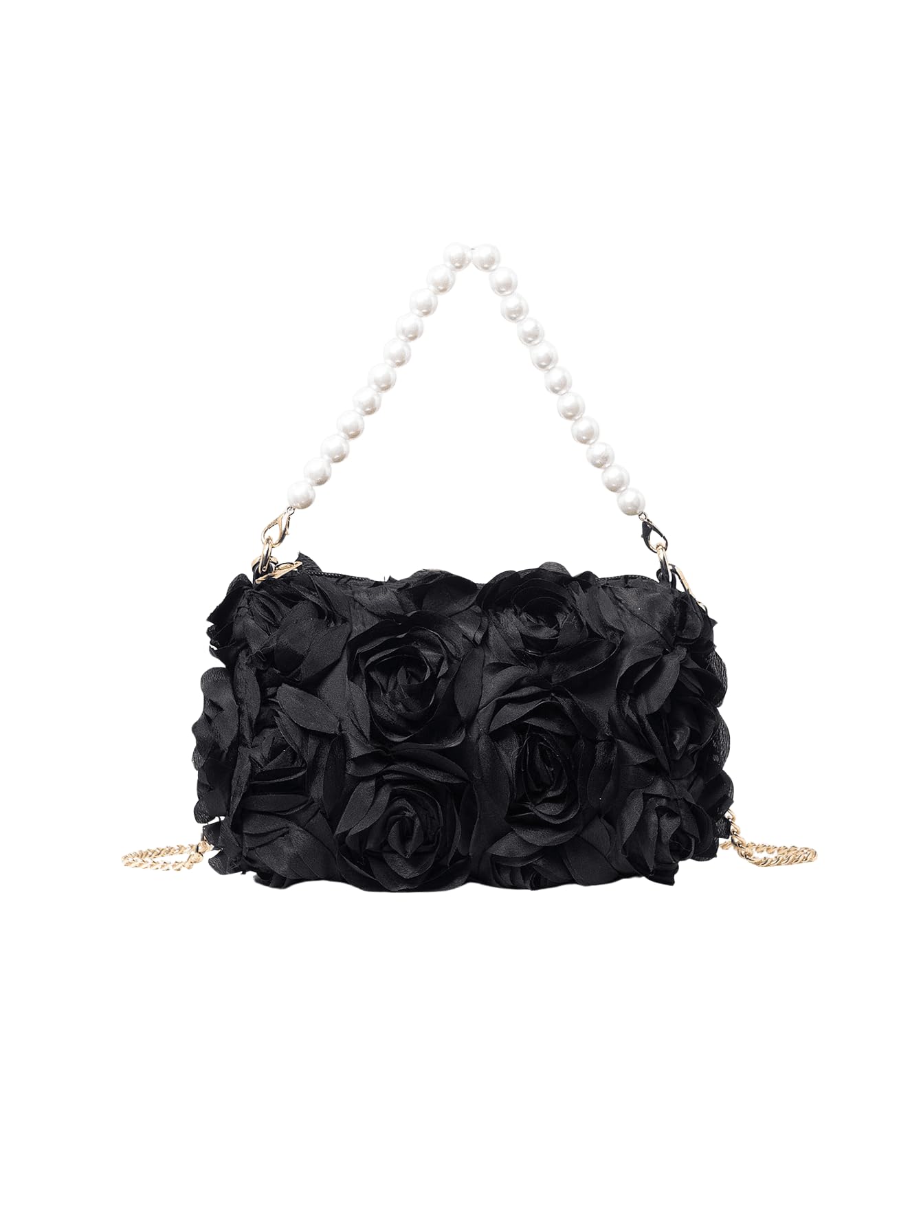 View 1 of *** CHECK PHOTO DIFFERENT***.    QWINEE Women's Faux Pearl Clutch Bag Flower Shape Small Crossbody Bag Evening Satchel Bag Tote Handbags Prom Bags Black One Size1063060309
