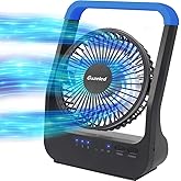 Gazeled Battery Operated Fan, Camping Fan Battery Powered, Super Long Lasting, 5'' Portable D-Cell Battery Powered Desk Fan with Timer, 3 Speeds, Quiet, 180° Rotation, for Office,Bedroom,Outdoor, F24