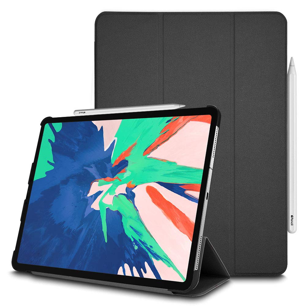 TECHGEAR Smart Case fits New Apple iPad Pro 11 2018, [Apple Pencil Compatible] Smart Case Tri-fold Stand Cover with Corner Protection [Auto Wake/Sleep] for iPad Pro 11 Inch 2018 ONLY - Black