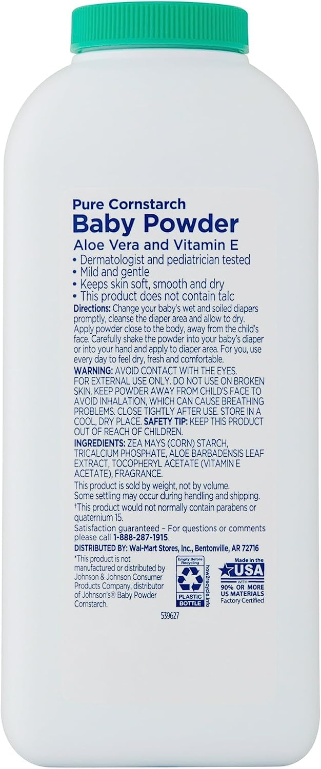 Pure Cornstarch Baby Powder Aloe and Vitamin E (22 oz - 2 Pack)