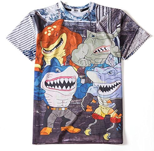 ONSEME Cartoon Shark 3D T-Shirt Mens Hipster Tee Cool Animal Prints T Shirts Tops
