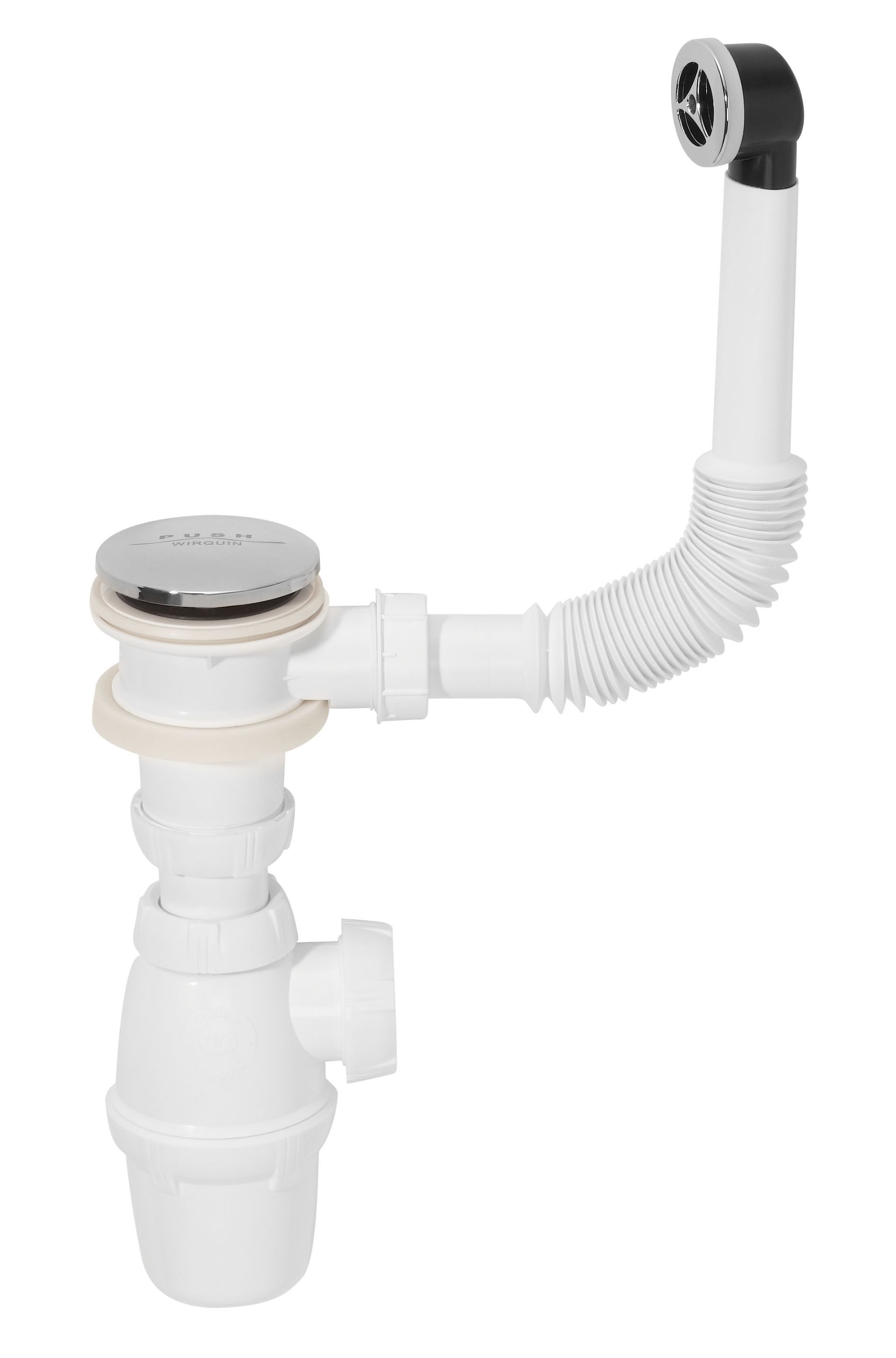 Wirquin SP50199 Quick-Clac Chromium Drain Unit with Overflow/U-Bend/Stopper