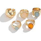 FUTIMELY 5Pcs Chunky Rhinestone Knuckle Rings Set for Women,Plated Gold Colorful Crystal Stackable Ring Set,Trendy Zirconia Midi Ring Charm Jewelry