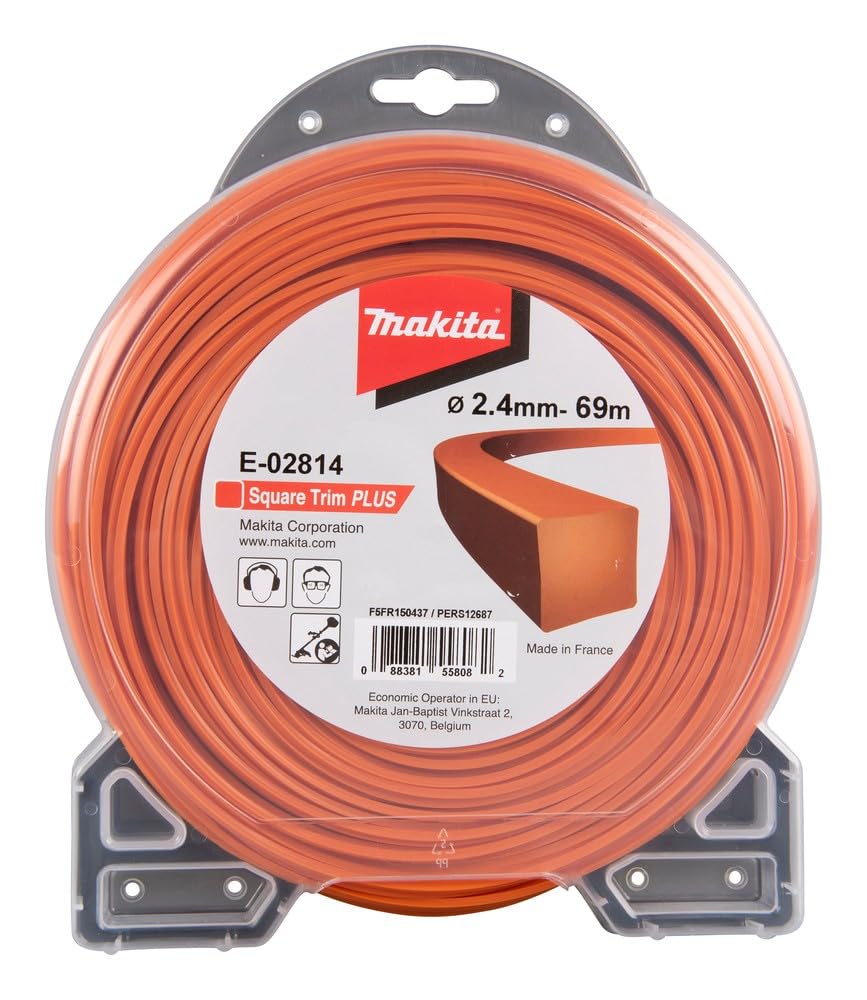 Makita E-02814 Square Trim Plus Strimmer Line (Diameter 2.4 mm, 69 m, Orange)