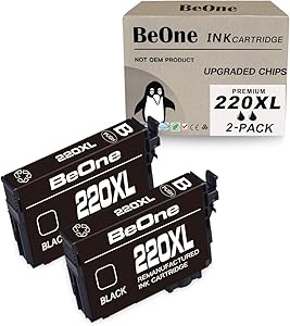 BeOne 220XL 2-Pack Remanufactured Black Ink Cartridge Replacement for Epson 220 XL T220 T220XL Use with Workforce WF-2750 WF-2760 WF-2630 WF-2660 WF-2650 Expression Home XP-420 XP-424 XP-320 Printer