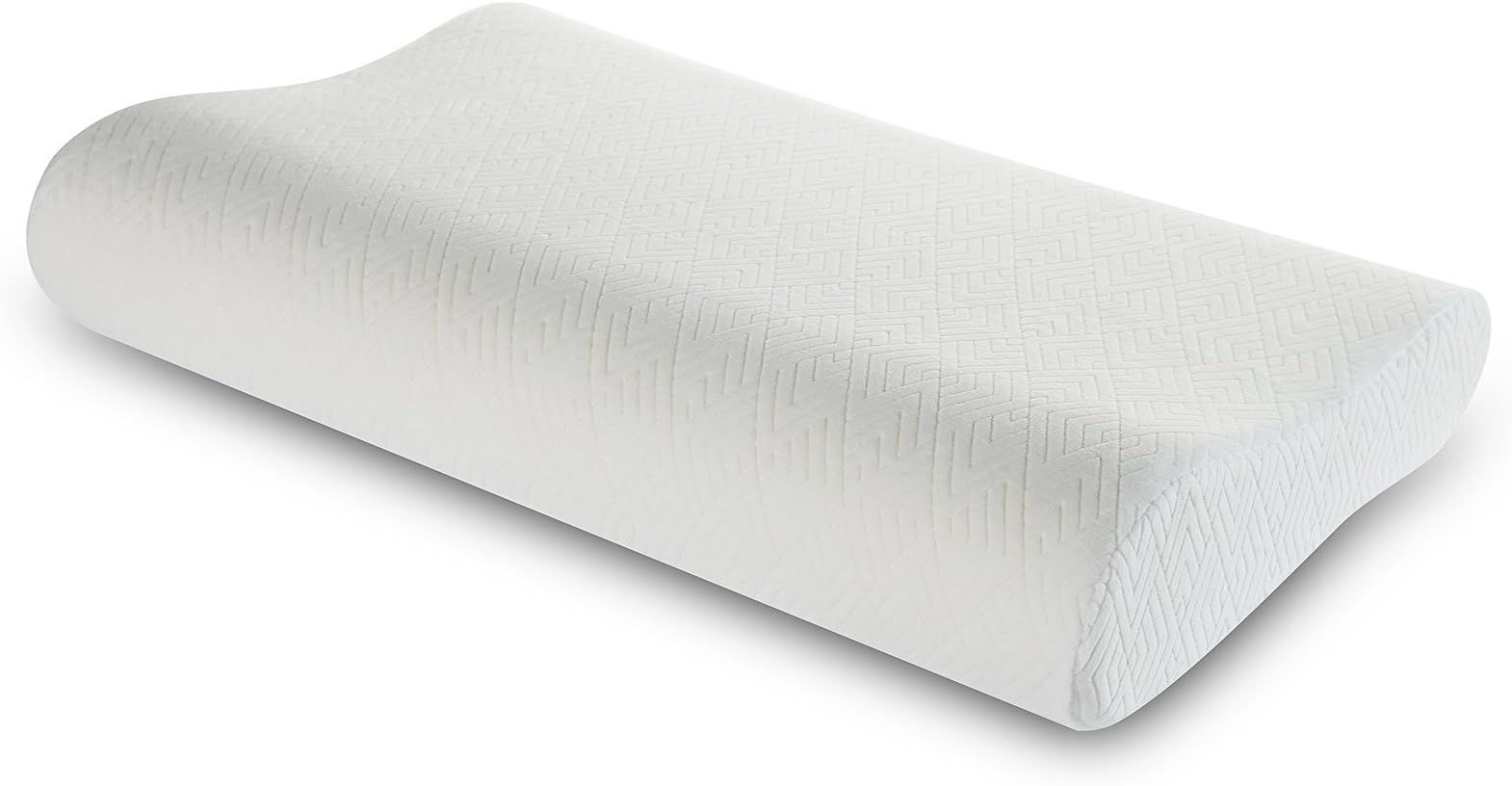 Low Profile Memory Foam Contour Pillow, Soft Bed Pillow for Neck Pain Relief, Ergonomic Neck and Cervical Support Pillow by WeNerya, Standard, White