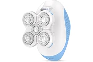 FISHCOVERS Electric Razors for Women,Electric Shaver for Women Leg,Rechargeable Painless Shaver for Body Hair,Anti-Slip Cordless Waterproof Wet Dry Trimmer, Smooth Close Shave for Underarms Bikini(Light Blue)