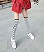 DAZCOS Striped Thigh High Socks Elastic Over The Knee Knit Stockings for Daily or Anime Robber Cosplay (Black+White)