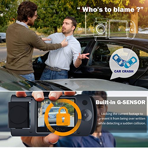 Dash Cam, Trekpow by ABOX HD 1080P Car DVR Dashboard Camera with 180°Rotation for Front and Cabin, 2" LCD, 170°Wide Len, Night Vision, G-Sensor Lock, Loop Recording, Motion Detection, Parking Mode
