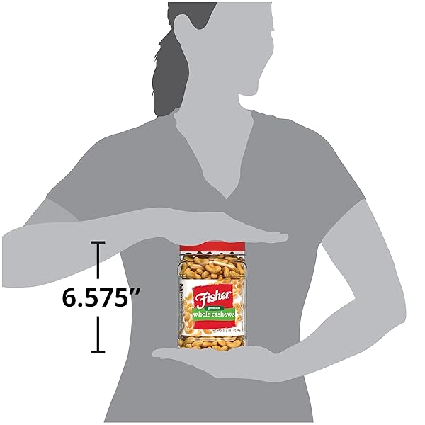 FISHER SNACK PREMIUM WHOLE CASHEWS, 24 OUNCES, ROASTED WITH SEA SALT, NO ARTIFICIAL COLORS OR FLAVORS, 100% RECYCLABLE