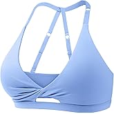 VOYJOY Workout Sports Bras for Women Padded Backless Strappy Fitness Wireless Gym Medium Impact Bra Yoga Crop Top