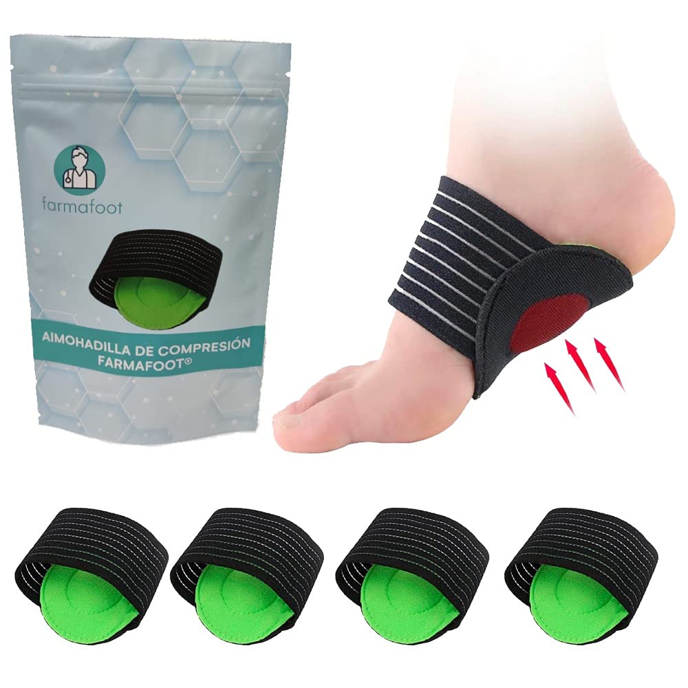 Two pairs of Farmafoot green foot compression pads relieve waist down body pain and promote body balance.