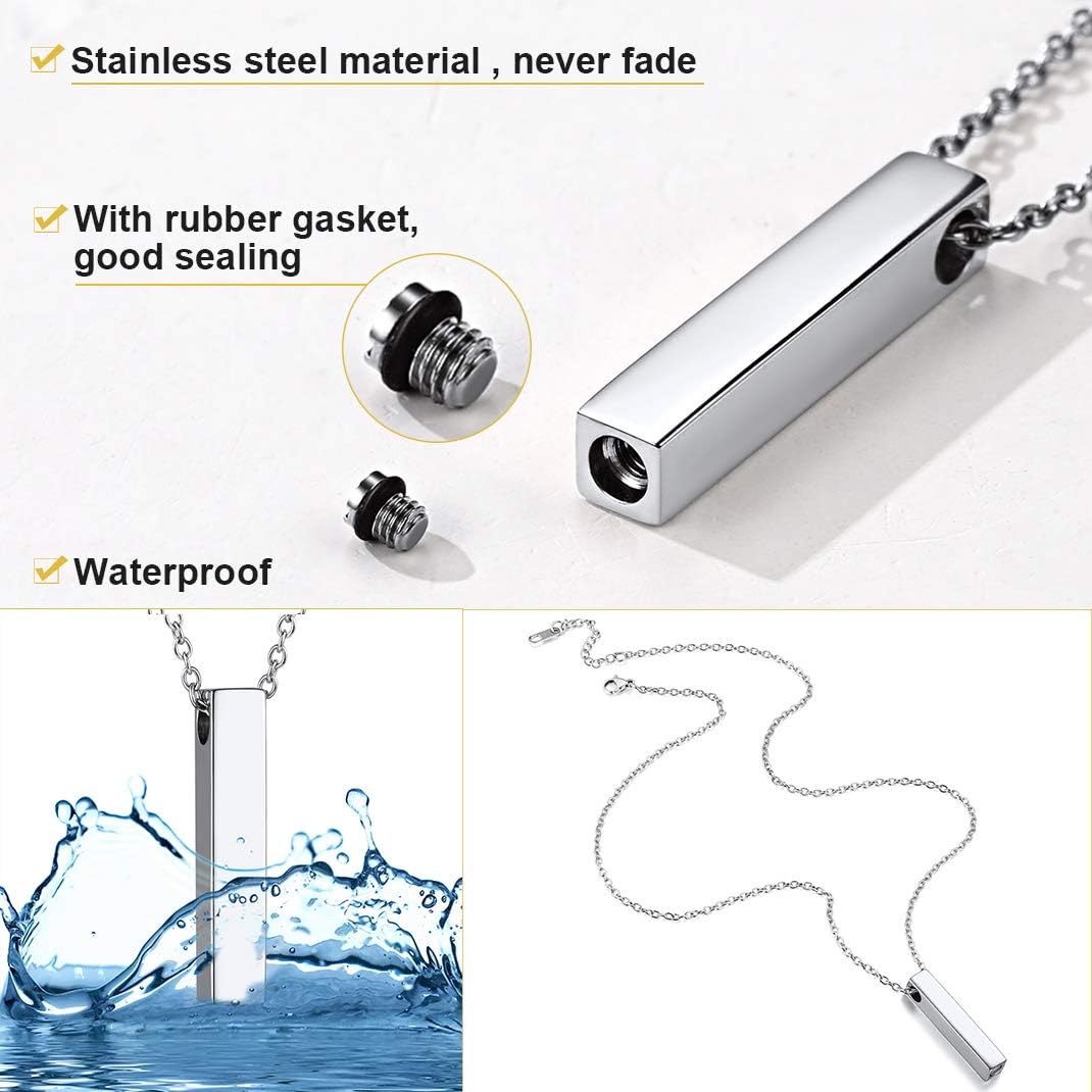 GoldChic Silver Necklaces Cube Keepsake Urns for Ashes Mini 316L Stainless Steel Cremation Pendant Necklace Keepsake Jewellery for Memorial - Image 5