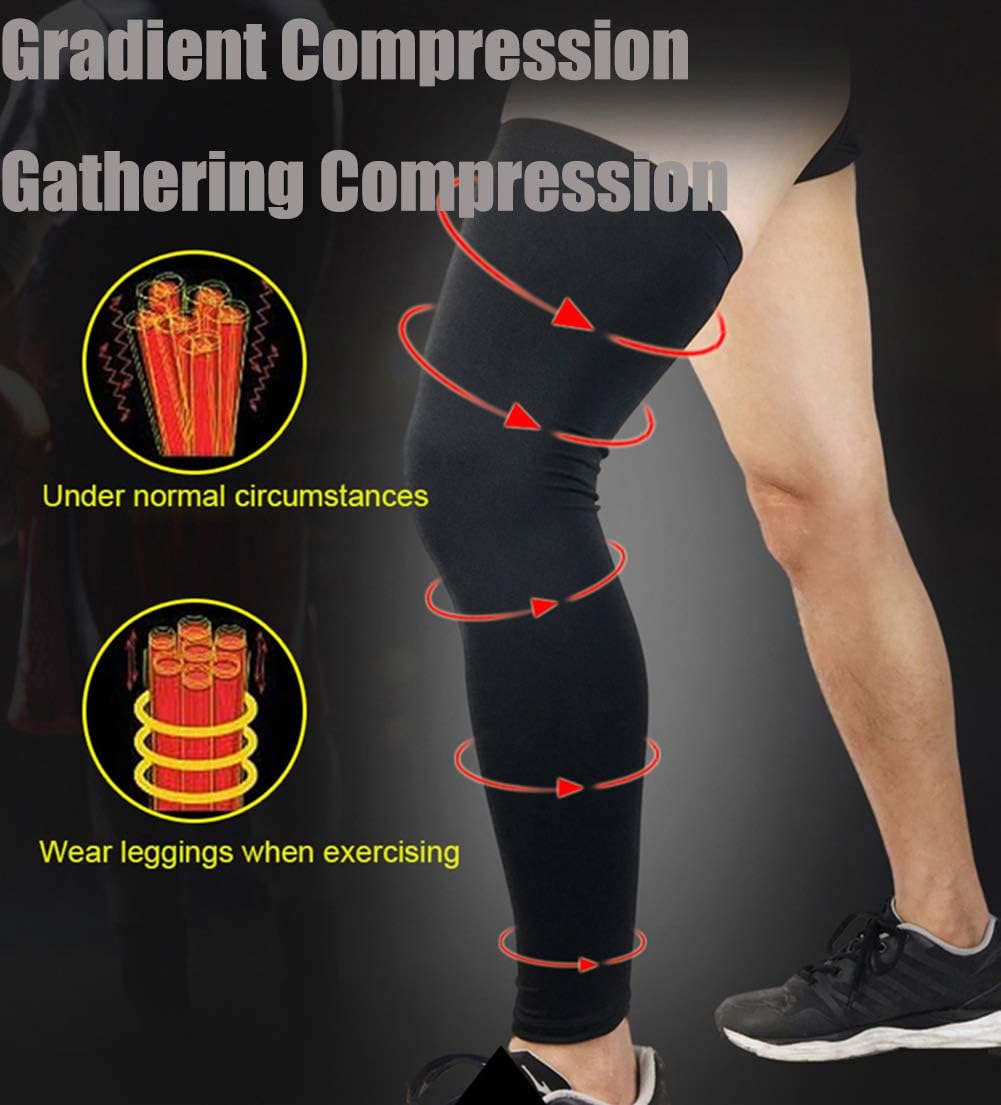 Leg Support Sleeve Leg Sleeves Compression Anti-Slip Long Leg Sleeves Full Length Knee Support Brace Sleeve Compression Calf Shin Sleeves Leg Tights Stocking Over Knee Leg Warmers for Basketball Run - Image 3