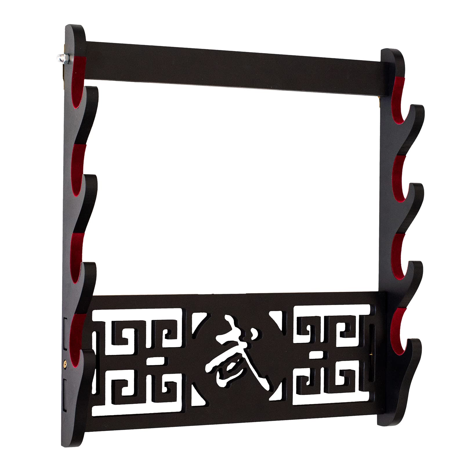 FOXSMZZ Samurai Sword Stand Wall Mount - 4 Tier Martial arts Weapons Holder Fleece Protection Display Stand Katana Wakizashi Tanto Wall Hanger Sword Rack (Bushido)