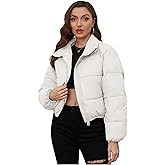 Wyeysyt Women's Cropped Puffer Jacket Winter Quilted Lightweight Short Outerwear Jacket with Pockets