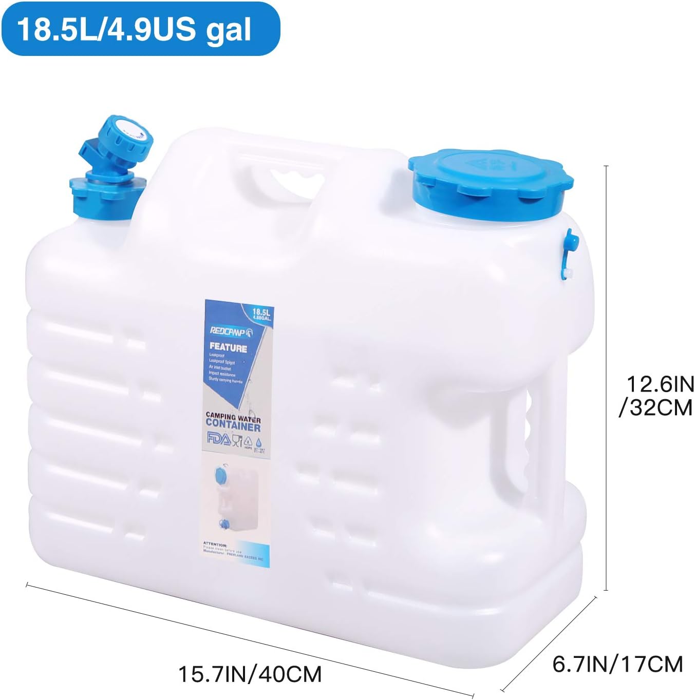 REDCAMP 18.5 Liter Camping Water Container with Tap - Image 5