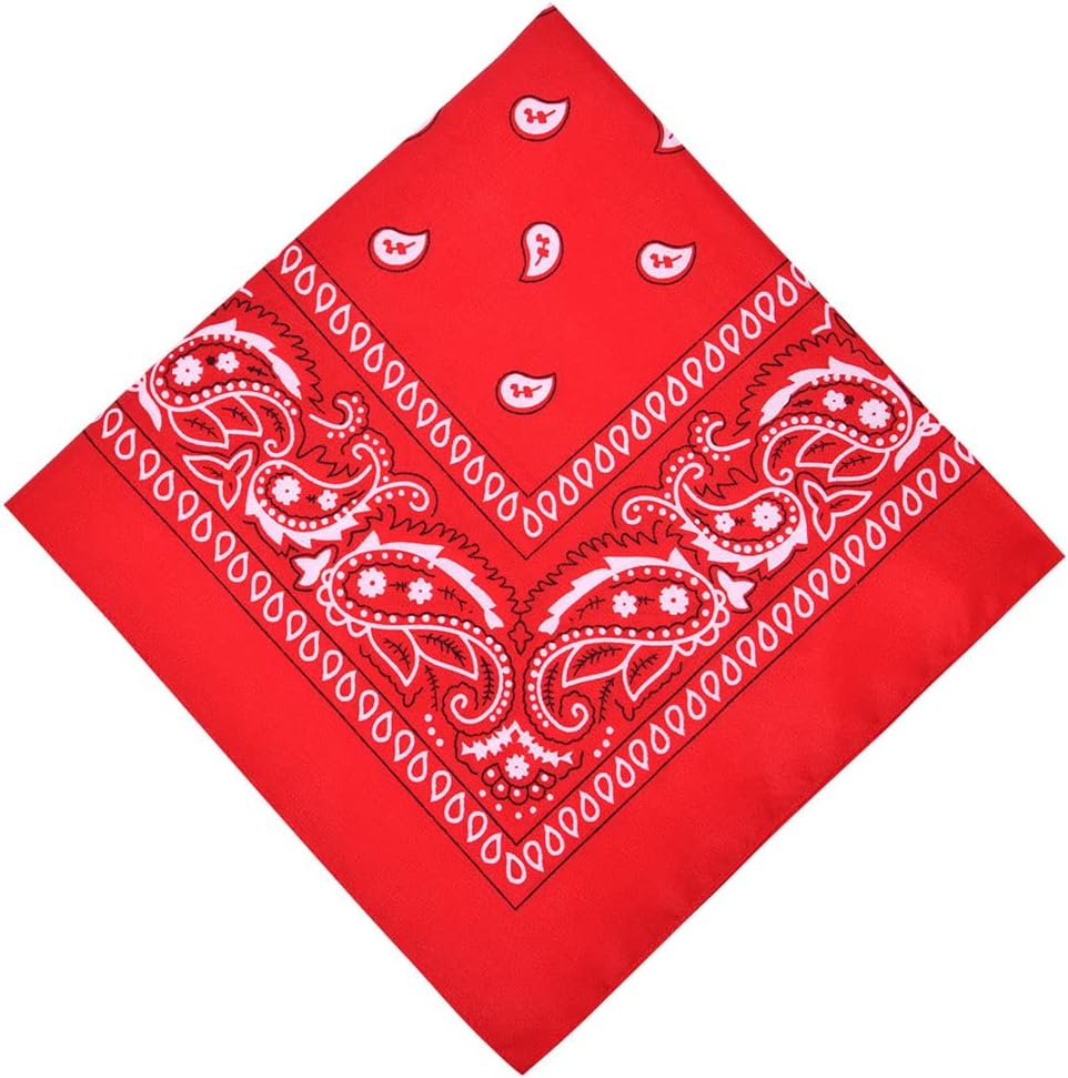 Aomig Bandana Head Scarf Men Women Red Paisley Multi purpose Headwrap 73x36cm