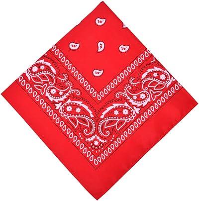 Aomig Bandana Head Scarf Men Women Red Paisley Multi purpose Headwrap 73x36cm