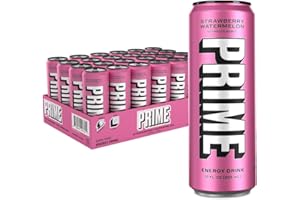 PRIME HYDRATION PRIME Energy STRAWBERRY WATERMELON | Zero Sugar Energy Drink | 200mg Caffeine with 355mg of Electrolytes and Coconut Water for Hydration| Vegan | Gluten Free |12 Fluid Ounce | 24 Pack