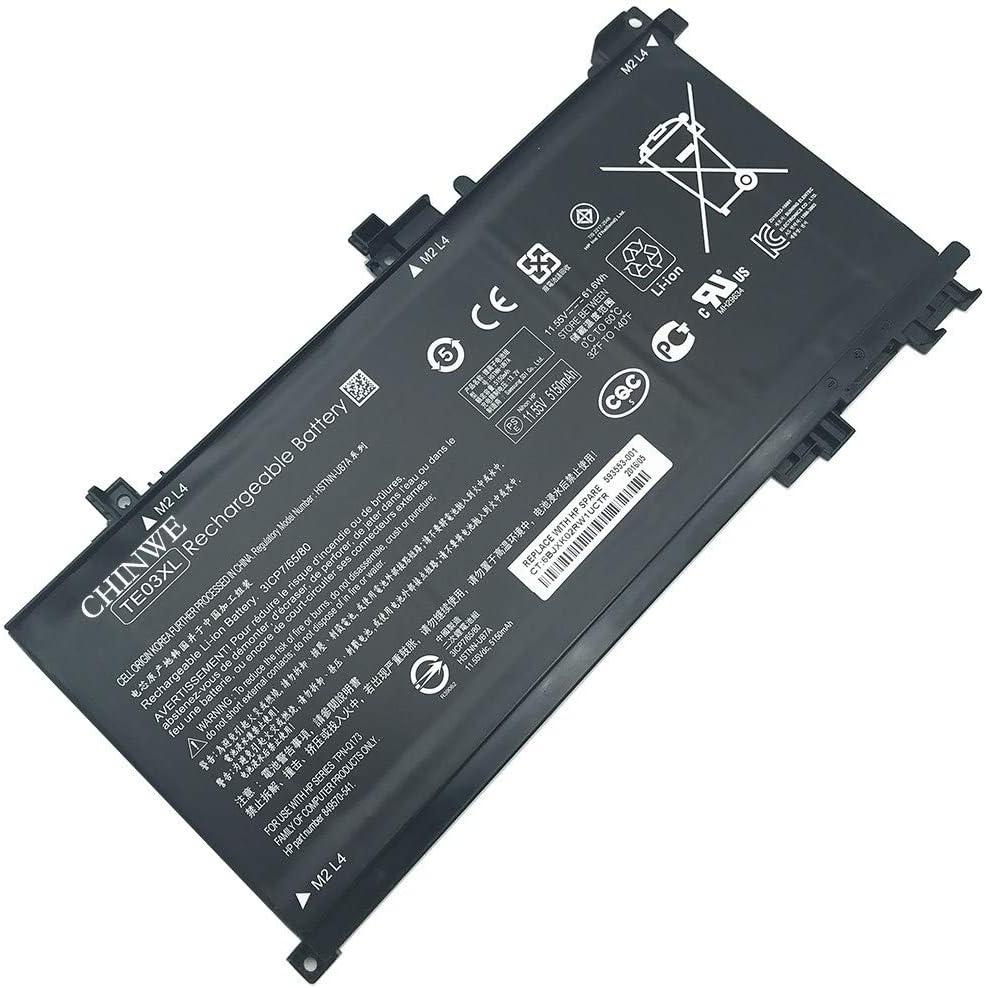 CHINWE TE03XL Laptop Battery Replacement for Hp Pavilion 15 UHD OMEN 15 5-BC000 15-BC015TX 15-AX000 15T-AX000 Series 849910-850 849570-541 HSTNN-UB7A TPN-Q173-18 Months Warranty