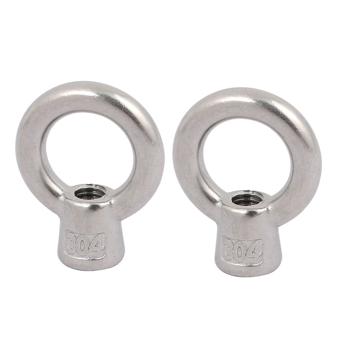 sourcingmap Lifting Eye Nut M6 Female Thread 33mm Height 304 Stainless Steel Round Shape for Rope Fitting Pack of 2