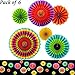 Adorox Set of 6 Holidays and NEW YEAR'S EVE Vibrant Bright Colors Hanging Paper Fans Rosettes Party Decoration for Holidays 8