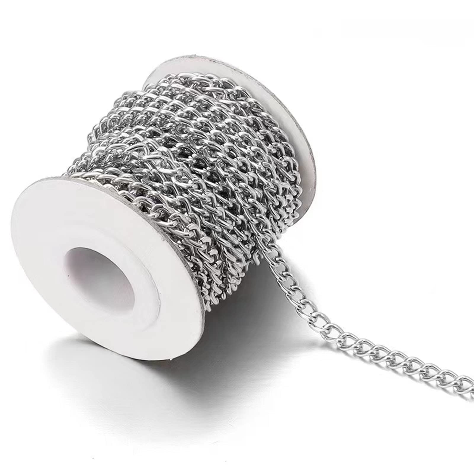 16.4 Feet Aluminum Curb Chains 10.5x7.8x2mm Twisted Links Cross Cable Chains Golden Plated with Spool for Pendant Necklace Jewelry Making