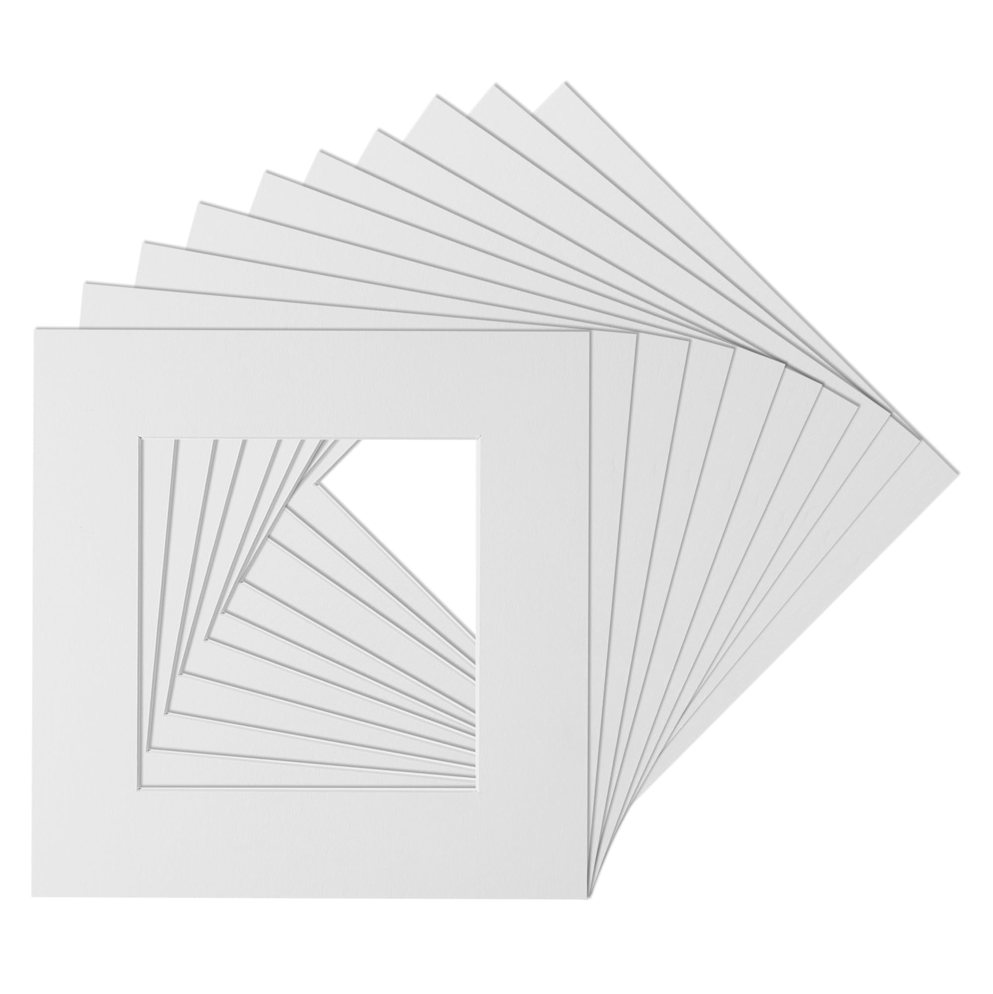 Pack of 10 Square White Photo Mounts 7"x7" to fit 5"x5" Prints, Bevel Cut Frames, Acid-Free Cardboard, Durable Picture Frame Mats for Home Decor, Photography Display, Elegant Gallery Use