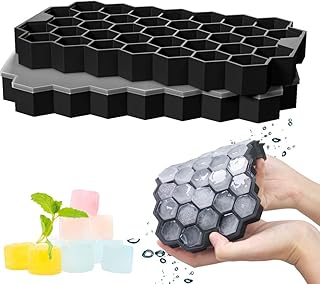GoZheec 37 Fach Eiswürfelformen mit Deckel, 2 Stück Eiswürfelbehälter aus Silikon, FDA Zertifizierte Eiswürfelformen und BPA Frei, Ice Cube Tray Bier, Whisky, Fruchteiswürfel (Schwarz)