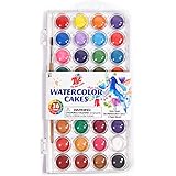 TBC The Best Crafts 36 Colors Watercolor Paint Set, Portable Travel Watercolor Pan Set with Paint Brush, Student Quality Wate