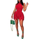 Sriswel Two Piece Outfits for Women Sexy Sleeveless Sweatshirt Bodycon Fringe Tassel Shorts Pant Jumpsuit Set Clubwear