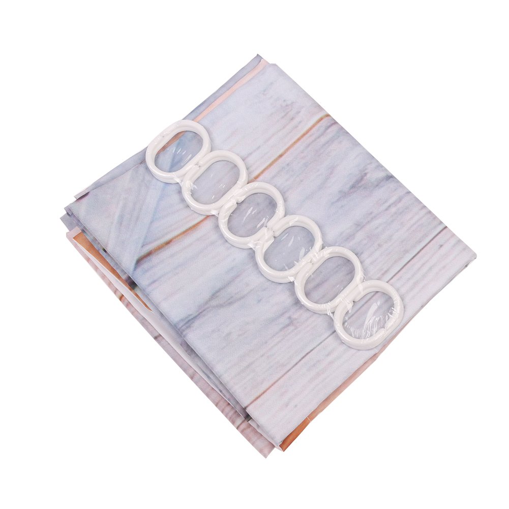 Wooden Door Shower Curtain, Rustic Decor Rural Vertical Barns House Print, Polyester Fabric Bathroom Shower Curtain Set with Hooks