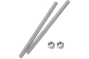 HiPicco M8 x 400mm Fully Threaded Rod & Studs, 304 Stainless Steel Right Hand Threads Rods, M8-1.25 Thread Pitch for Anchor Bolts, Clamps, Hangers and U-Bolts 2 Pack【with Nuts】