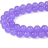 MJDCB Stone Beads 8mm 43pcs Round Lavender Purple Jade Loose Gemstone Bead Charms for Jewelry Making Bracelet Necklace Earring Pendant