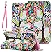 Compatible with iPhone 7 Plus Case,iPhone 8 Plus Wallet Case,JanCalm [Wrist Strap][Kickstand][Card/Cash Slots] Pattern Premium PU Leather Flip Cover for iPhone 7/8 Plus (5.5 Inch) (Tree)