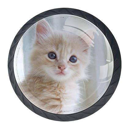 Lorvies Little Cute Cat Drawer Knob Pull Handle Crystal Glass